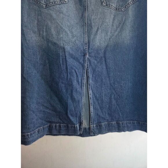 Warp + Weft "Lin" "Milan Linate" Blue Cotton Straight Denim Skirt size 14W - Picture 4 of 9